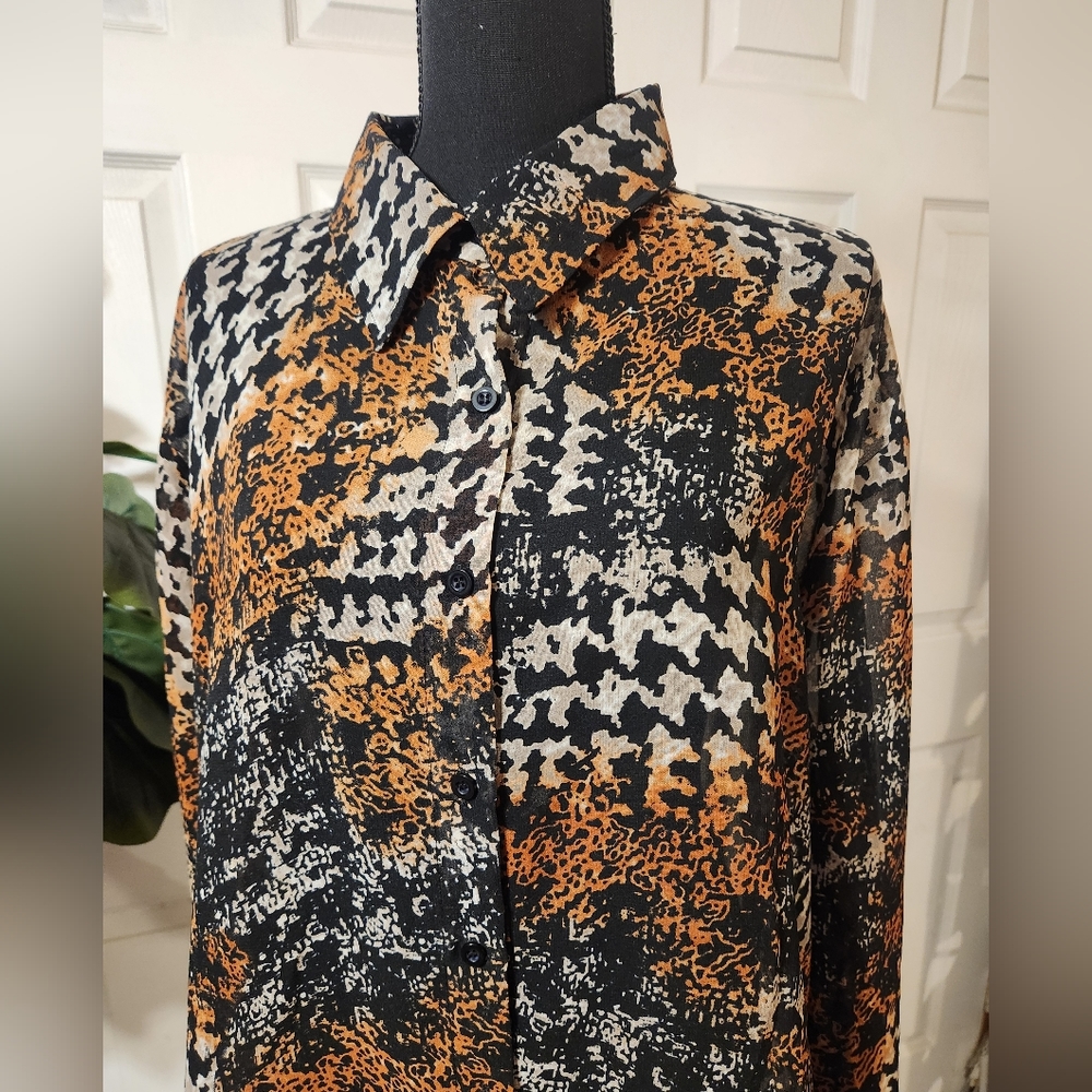 Vintage Erika Brooke Collection Women's Abstract High-Low Leopard Top | SIZE 6X - Picture 4 of 11